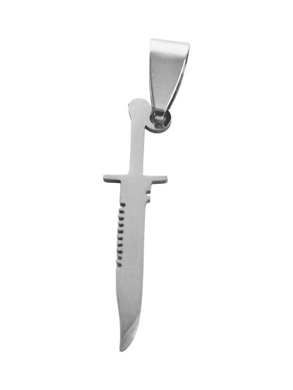 Pendant in stainless steel with bail, Dagger, 30mm excluding bail