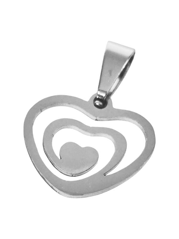 Pendant in stainless steel with bail, Multiple hearts, 16mm excluding bail