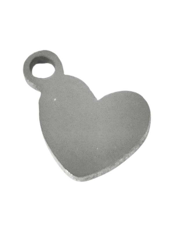 Pendant in stainless steel, Solid heart, 9mm