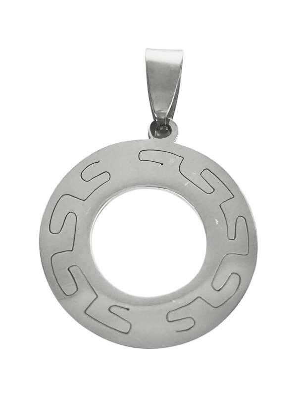 Pendant in stainless steel with bail, Inscribed Circle, 25mm excluding bail