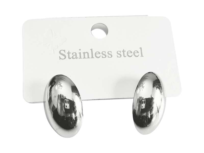 Stainless Steel Oval Studds Earring, 20x12mm