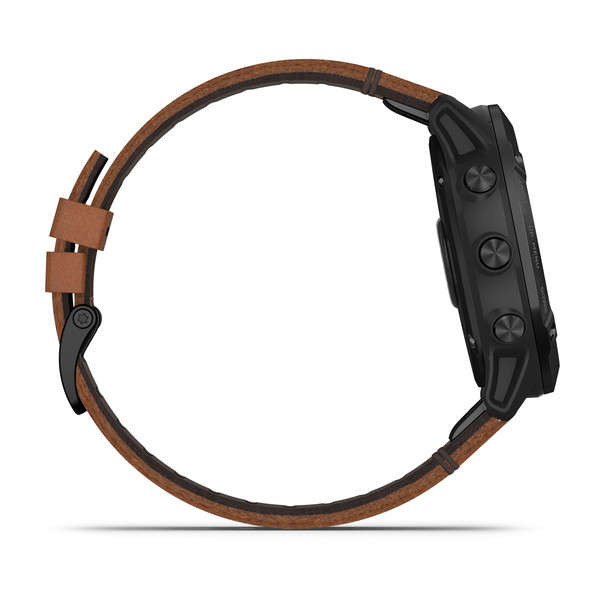Garmin fenix 6X Sapphire Edition - Black DLC with Chestnut Leather Band