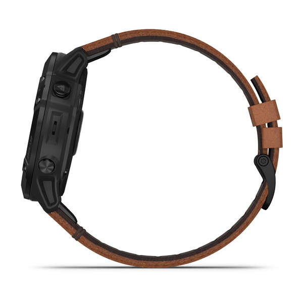 Garmin fenix 6X Sapphire Edition - Black DLC with Chestnut Leather Band