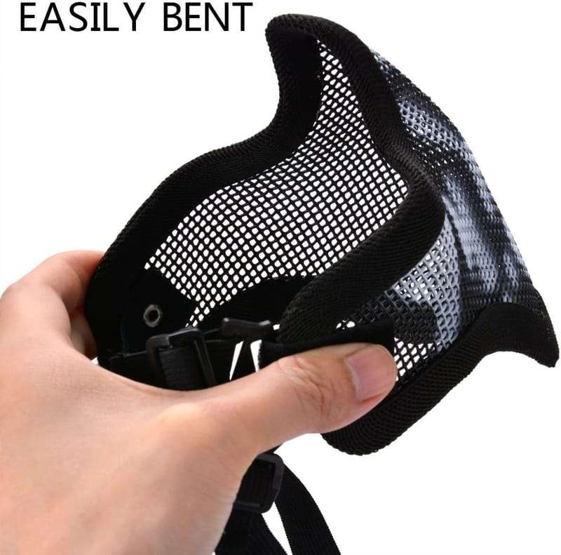 Tactical Airsoft Mask Half Face Adjustable Mesh Mask for Airsoft/CS Game Black