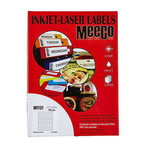 Meeco Laser labels 93.1 X 99.1 (6UP) (100Pcs/box)