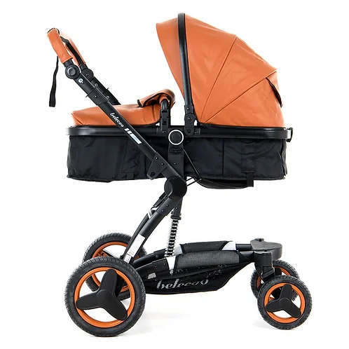 Bassinet Baby Stroller/ Pram Reversible All Terrain - Belecoo X6 PU Leather Strollers for Infant