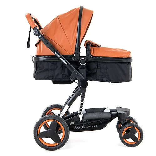 Bassinet Baby Stroller/ Pram Reversible All Terrain - Belecoo X6 PU Leather Strollers for Infant
