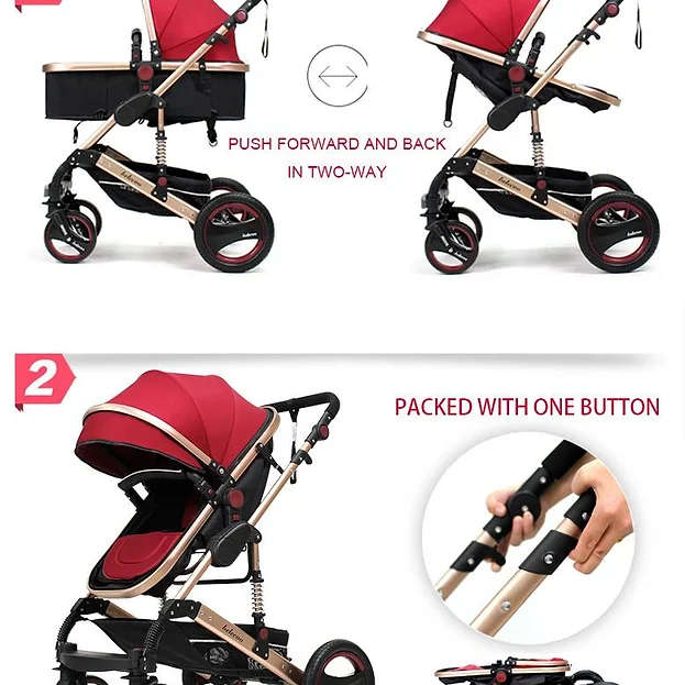 Belecoo stroller 2 in 1 Foldable Baby Pram