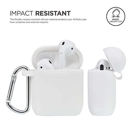 Airpods Silicone Case + Steel Carabiner Hook (Apple and TWS compatible*)