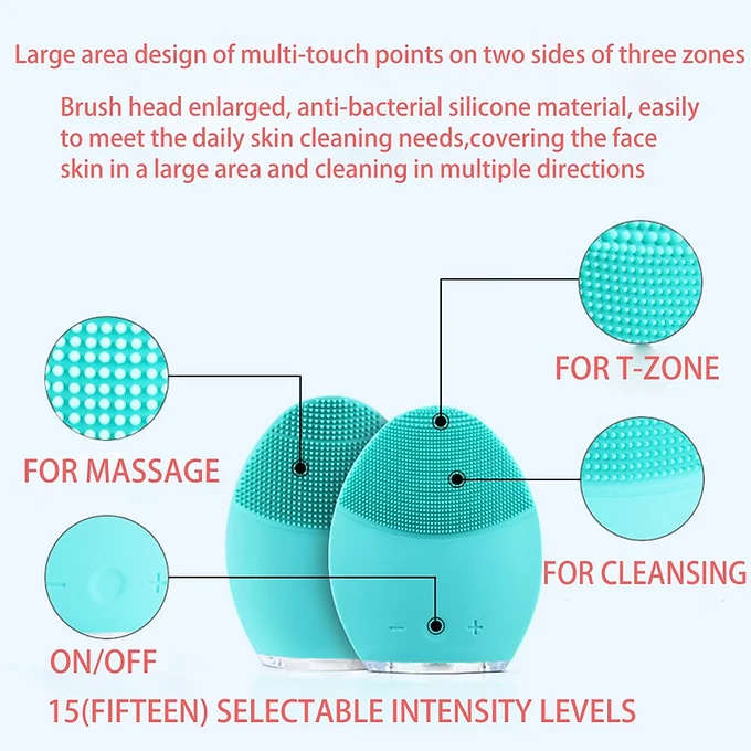 Silicone Electric Facial Cleansing Brush Face Massager - PINK