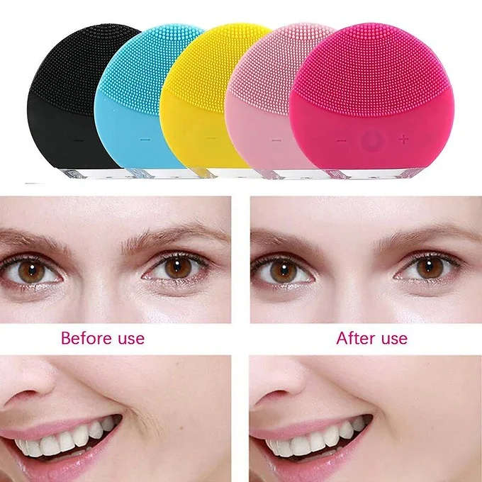 Silicone Electric Facial Cleansing Brush Face Massager - PINK