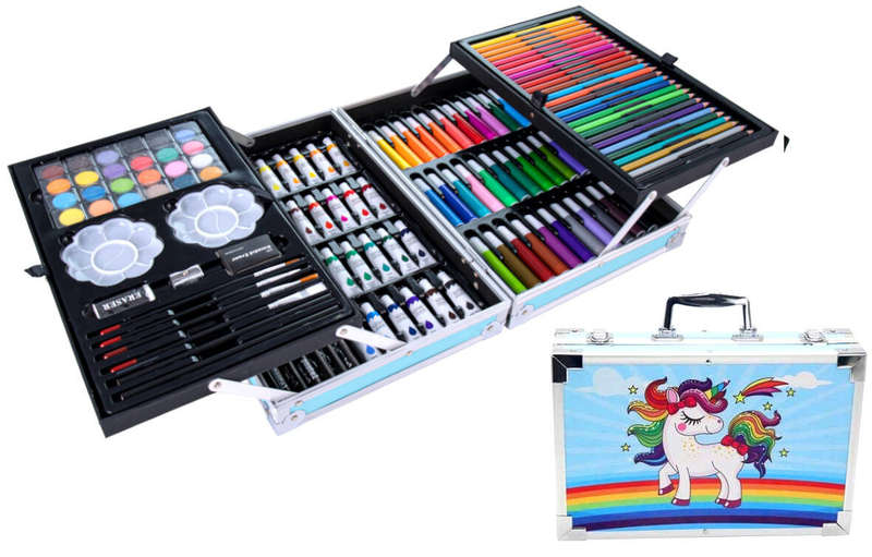 Unicorn Art Set with Aluminum Box for Kids - (145Piece) - blue