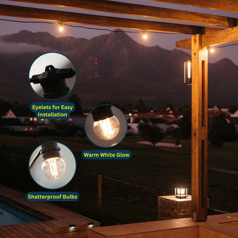 10m Warm White 10 LED Festoon Retro Bulb String Lights