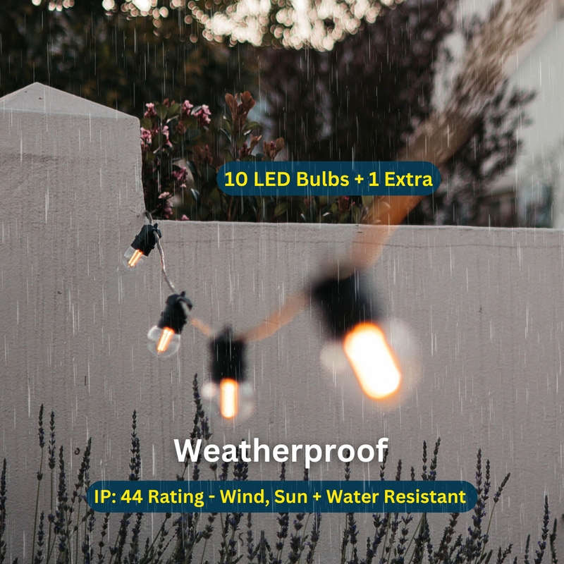 10m Warm White 10 LED Festoon Retro Bulb String Lights