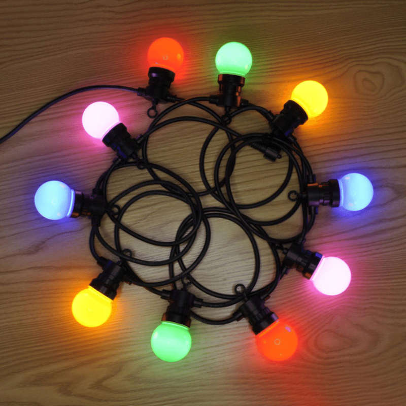 10m Solar 10 Multi-Colour LED Festoon Bulb String Lights