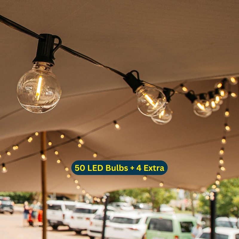 20m Warm White 50 Globe LED Bulbs String Lights