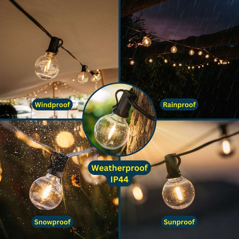 20m Warm White 50 Globe LED Bulbs String Lights