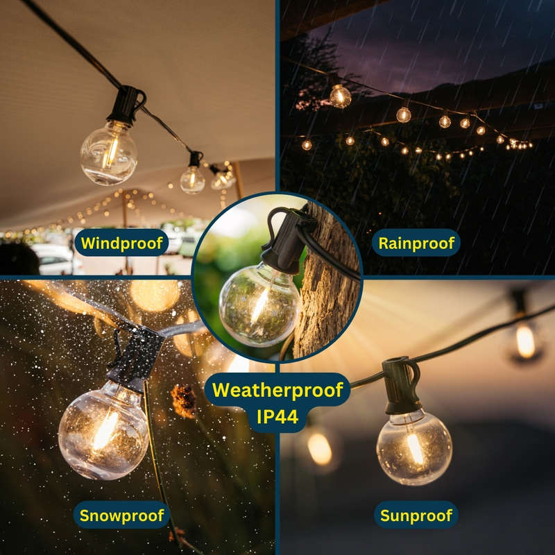 10m Solar Warm White 25 LED Globe Bulb String Lights
