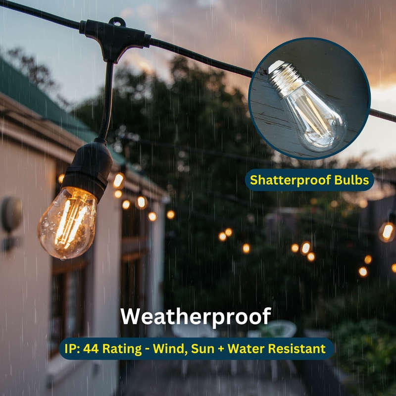 10m Heavy Duty Warm White 10 LED Festoon Drop String Lights