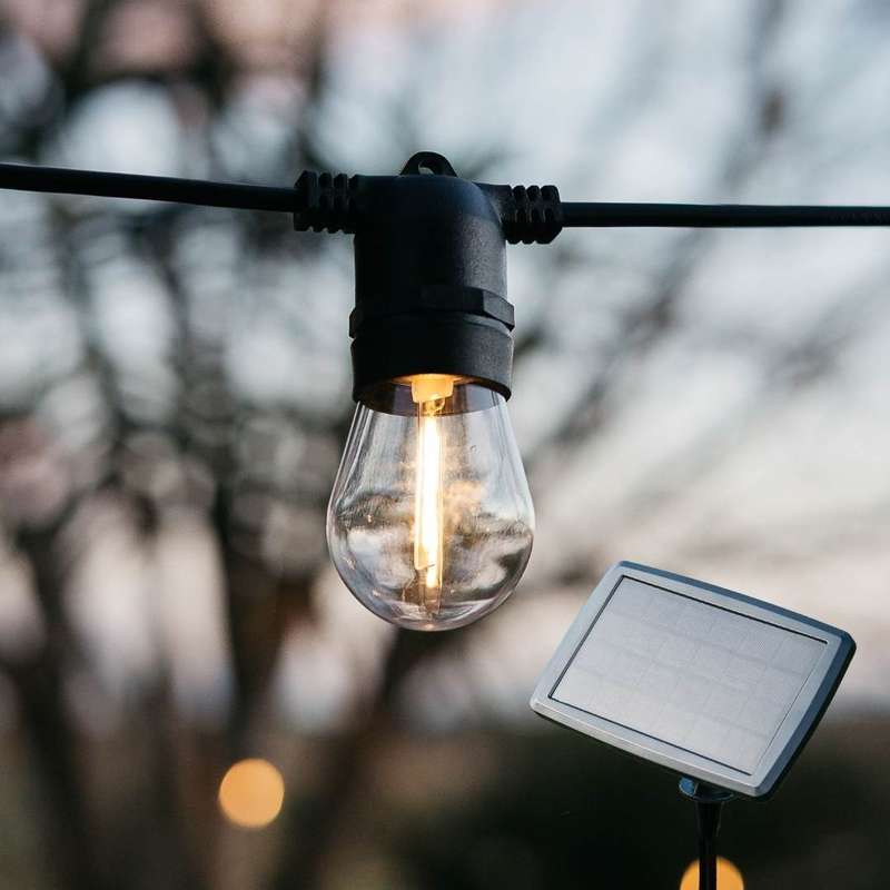 10m Solar 10 LED Festoon Vintage Bulb String Lights