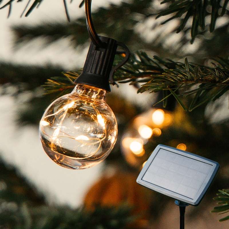 10m Solar 25 Wire LED Classic Retro Bulb String Lights