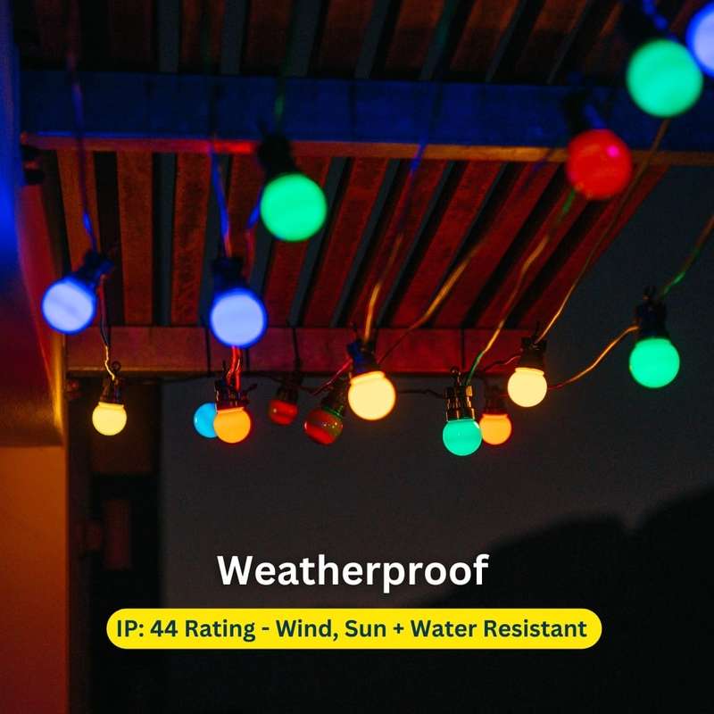 10m Solar 10 Multi-Colour LED Festoon Bulb String Lights