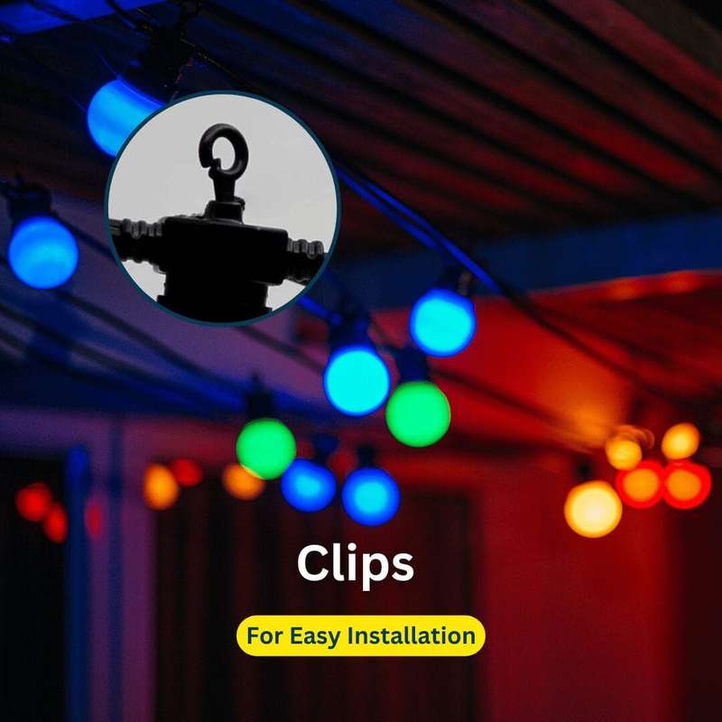 10m Solar 10 Multi-Colour LED Festoon Bulb String Lights