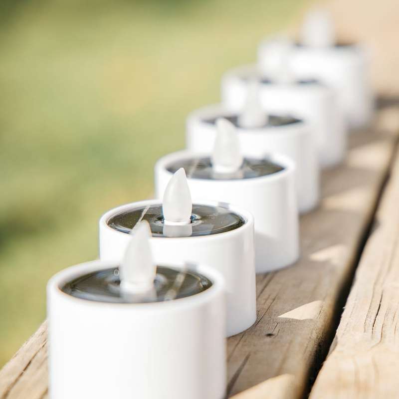 Solar Tea Lights Rechargeable LED Flameless Candle 6 Pack