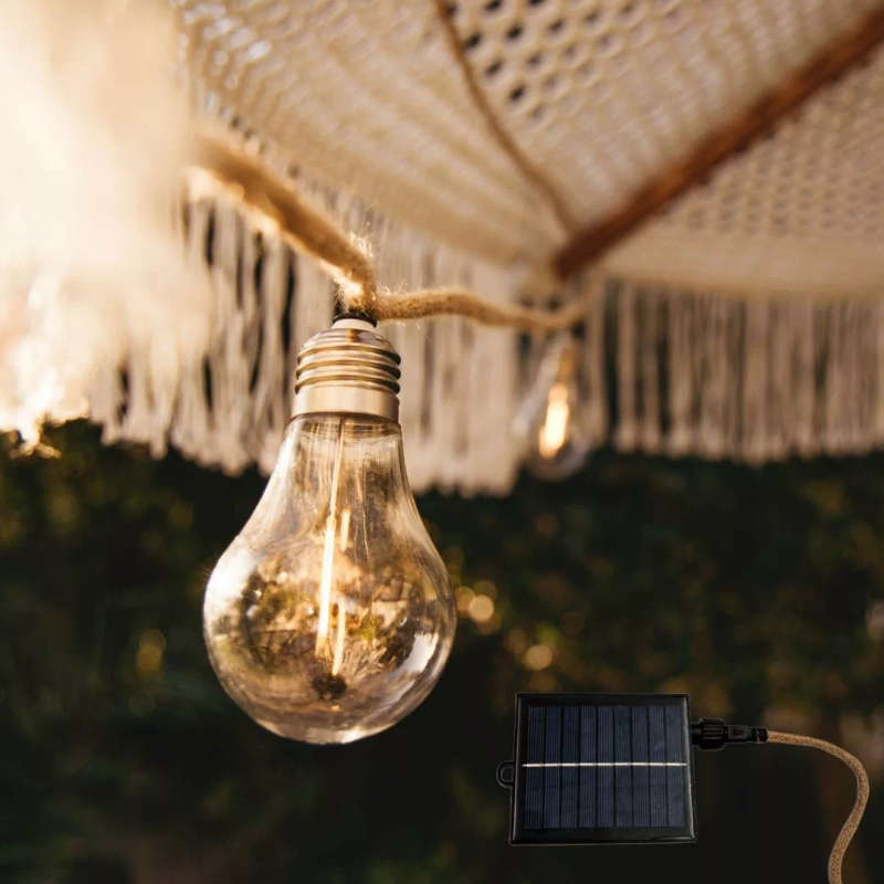 Stellar Lighting Solar Powered Cotton 10 LED A19 Bulbs String Light - 5m