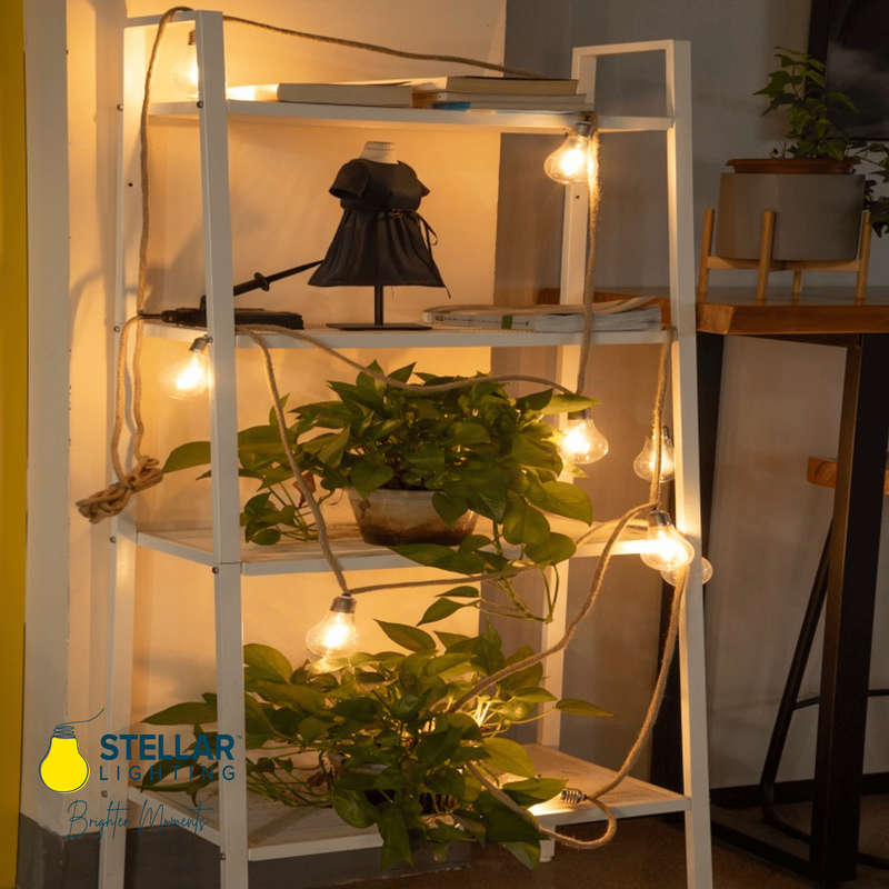 Stellar Lighting Solar Powered Cotton 10 LED A19 Bulbs String Light - 5m
