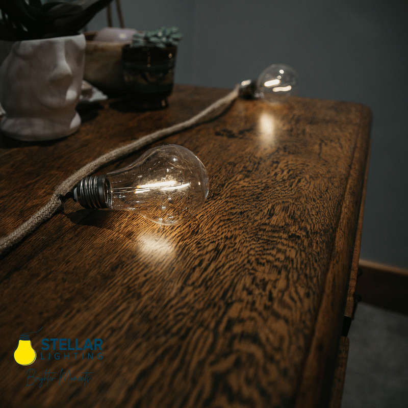 Stellar Lighting Solar Powered Cotton 10 LED A19 Bulbs String Light - 5m
