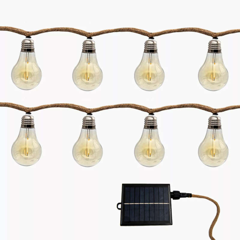 Stellar Lighting Solar Powered Cotton 10 LED A19 Bulbs String Light - 5m