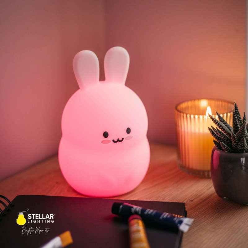 Kids Bunny Night Light (Soft, Silicone & Colour-Changing)