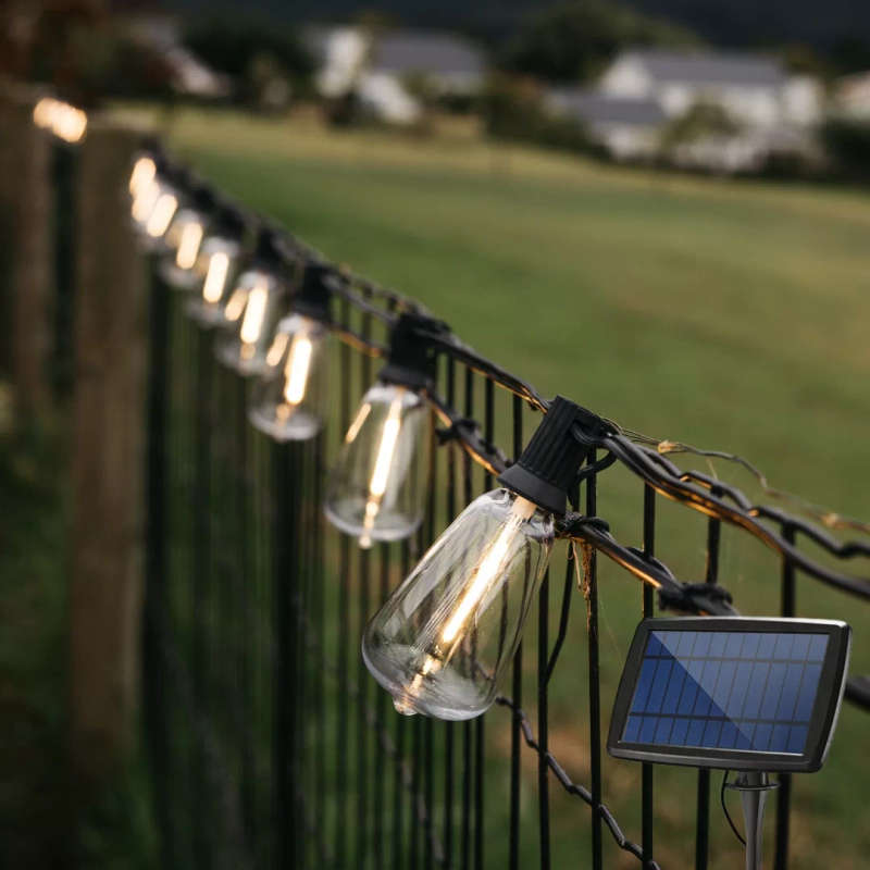 10m Solar Powered 25 Vintage LED Bulb String Lights