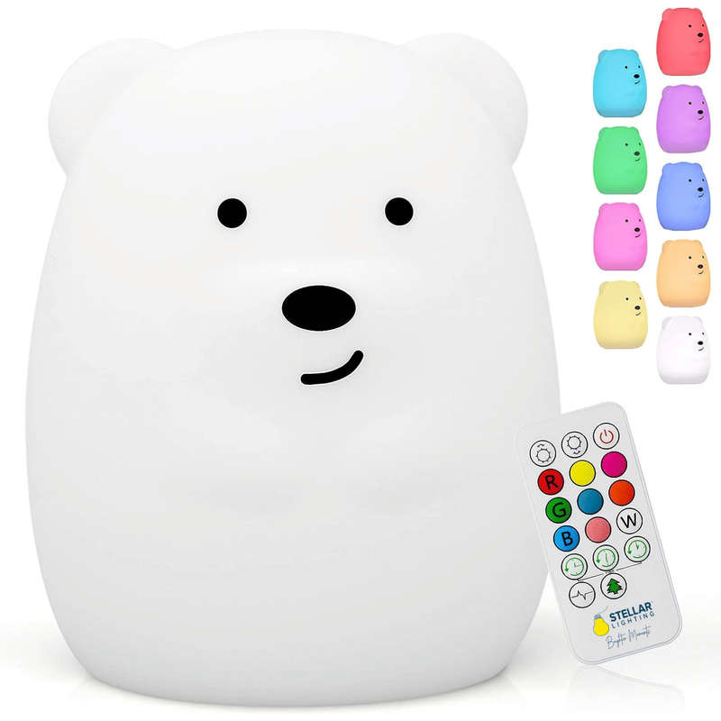 Kids Bear Night Light (Soft, Silicone & Colour-Changing)