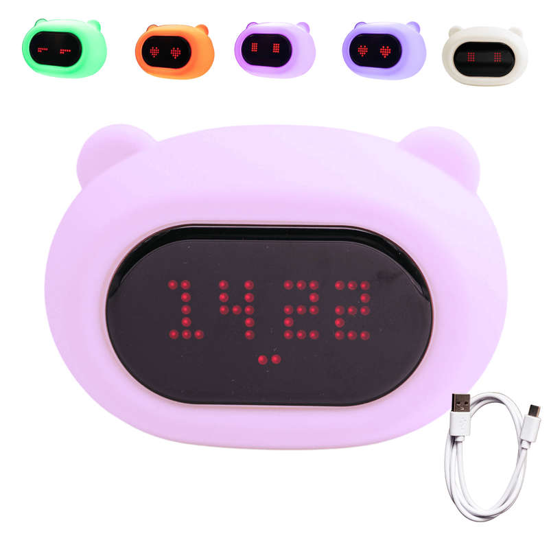 Kids Alarm Clock Night Light (Soft, Silicone & Colour-Changing)
