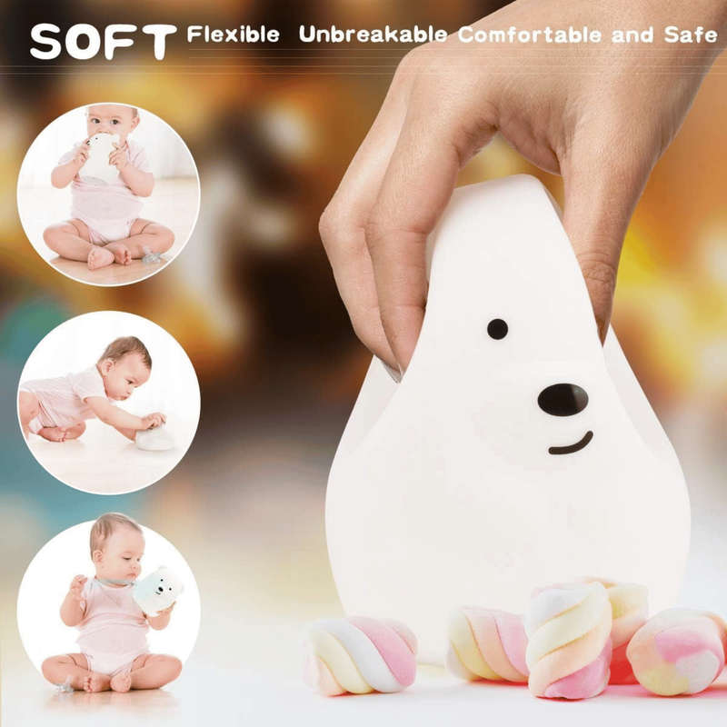 Kids Bear Night Light (Soft, Silicone & Colour-Changing)