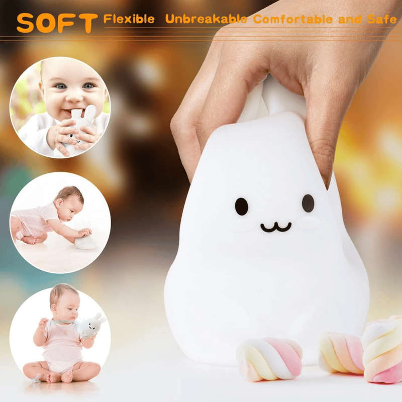 Kids Bunny Night Light (Soft, Silicone & Colour-Changing)