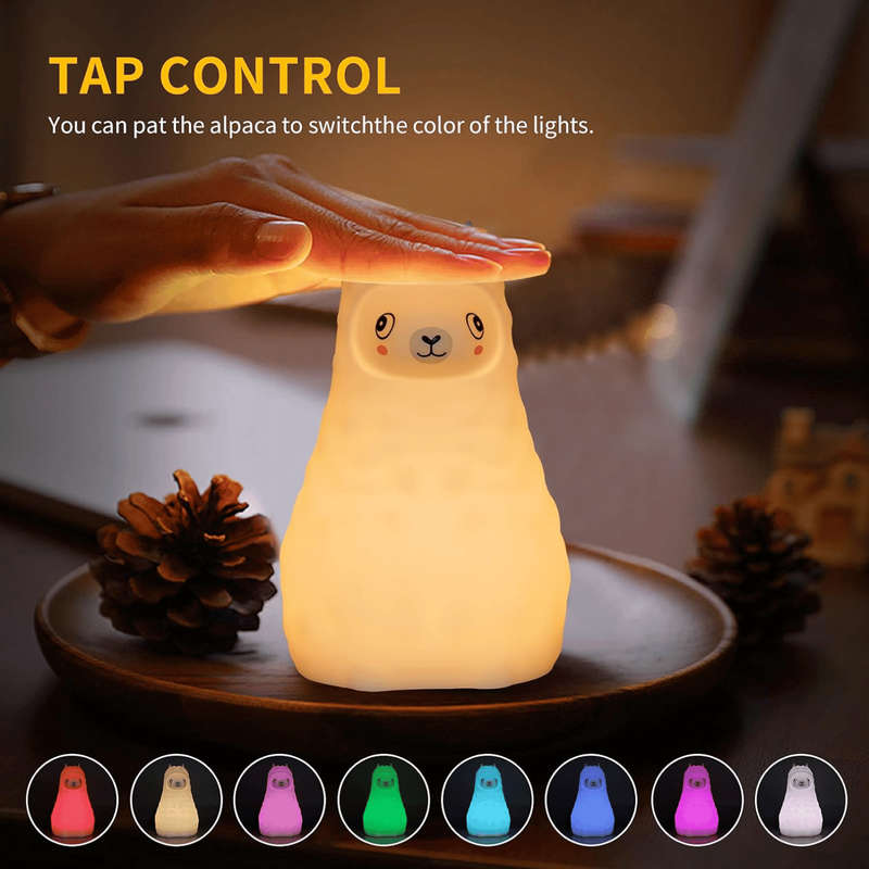 Kids Llama Night Light (Soft, Silicone & Colour-Changing)