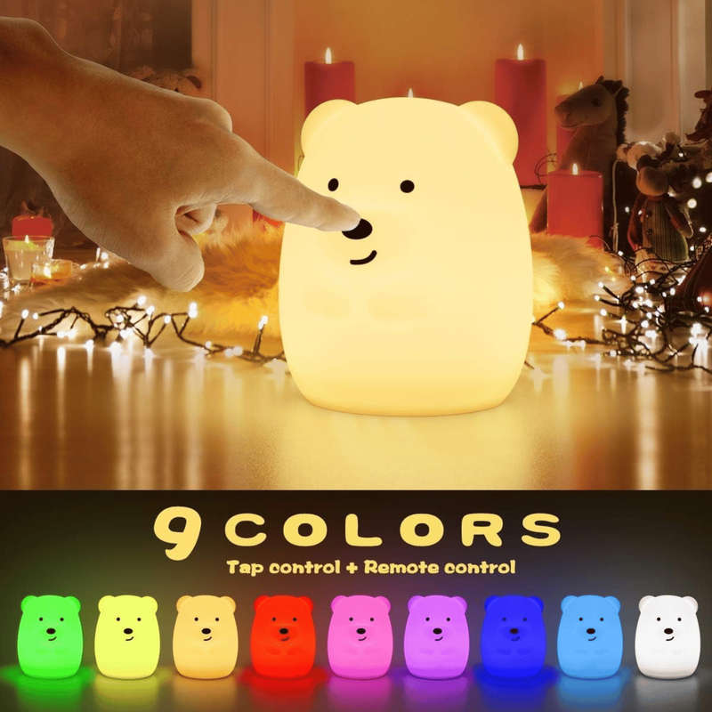 Kids Bear Night Light (Soft, Silicone & Colour-Changing)