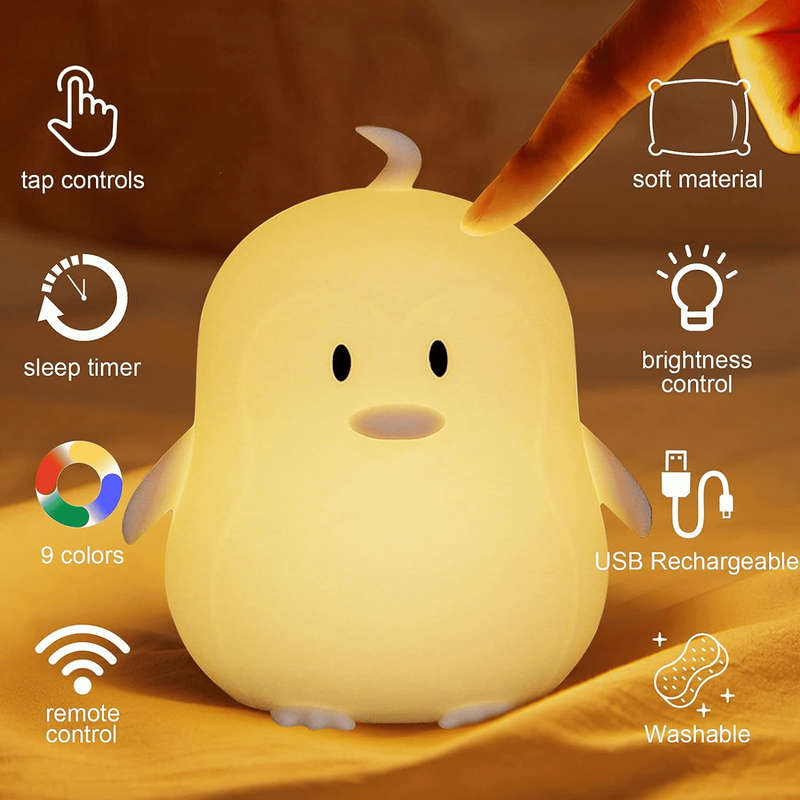 Kids Penguin Night Light (Soft, Silicone & Colour-Changing)