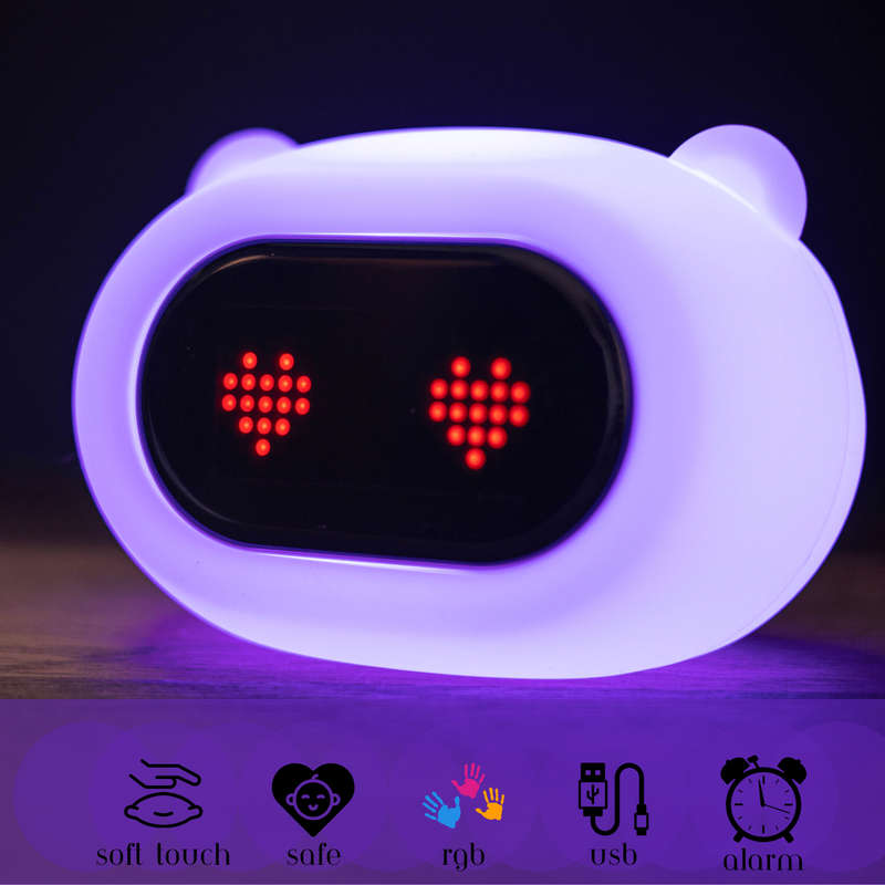 Kids Alarm Clock Night Light (Soft, Silicone & Colour-Changing)