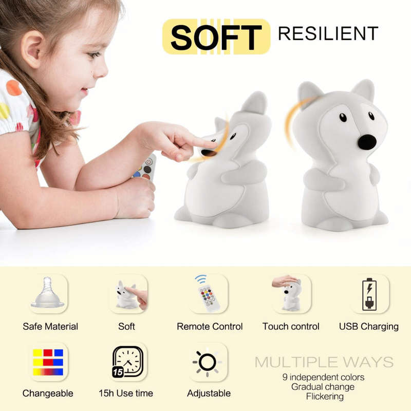 Kids Fox Night Light (Soft, Silicone & Colour-Changing)
