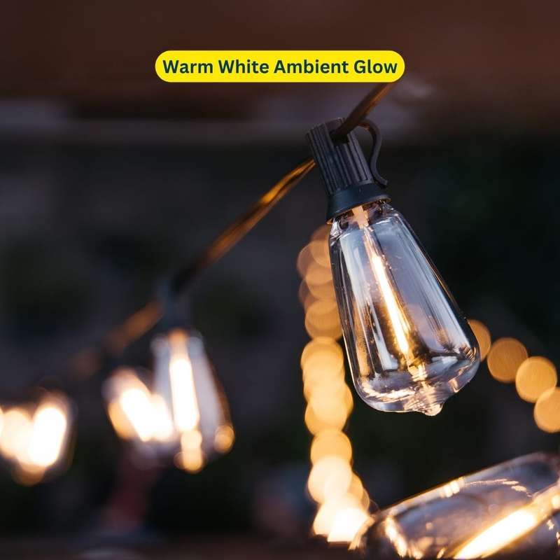 10m Solar Powered 25 Vintage LED Bulb String Lights