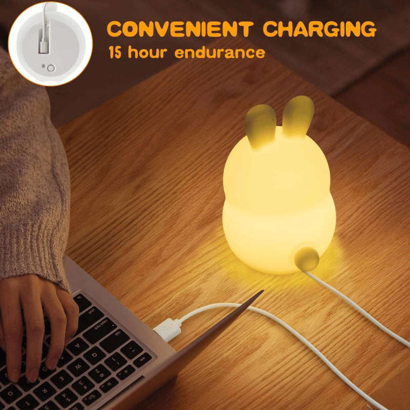 Kids Bunny Night Light (Soft, Silicone & Colour-Changing)