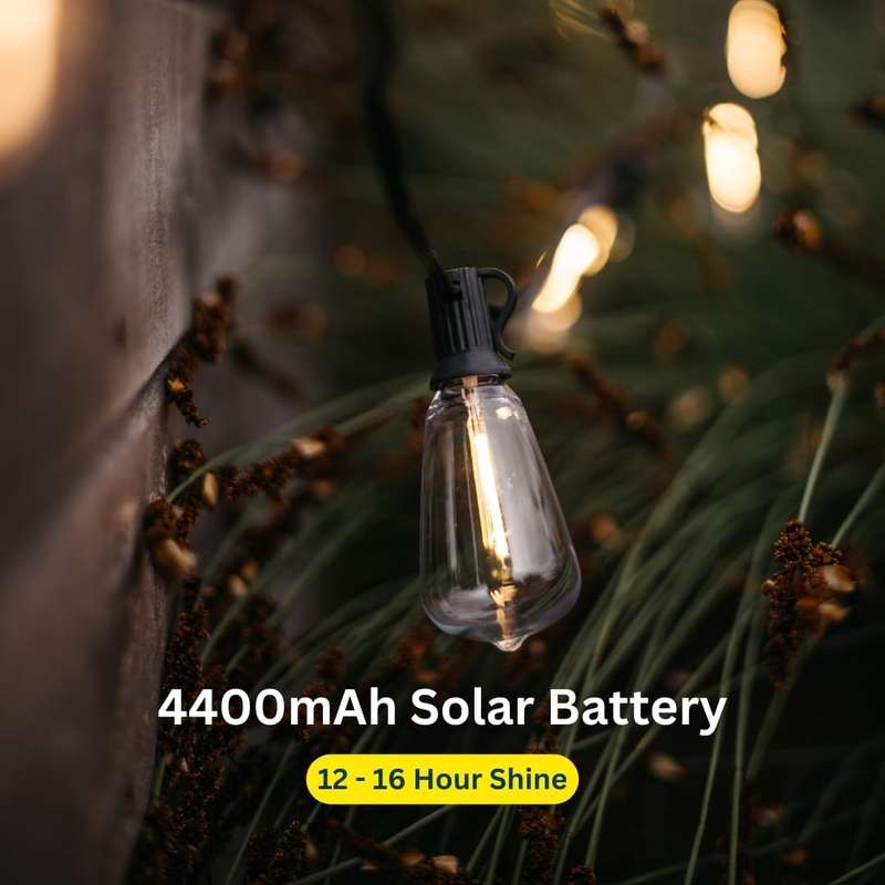 10m Solar Powered 25 Vintage LED Bulb String Lights