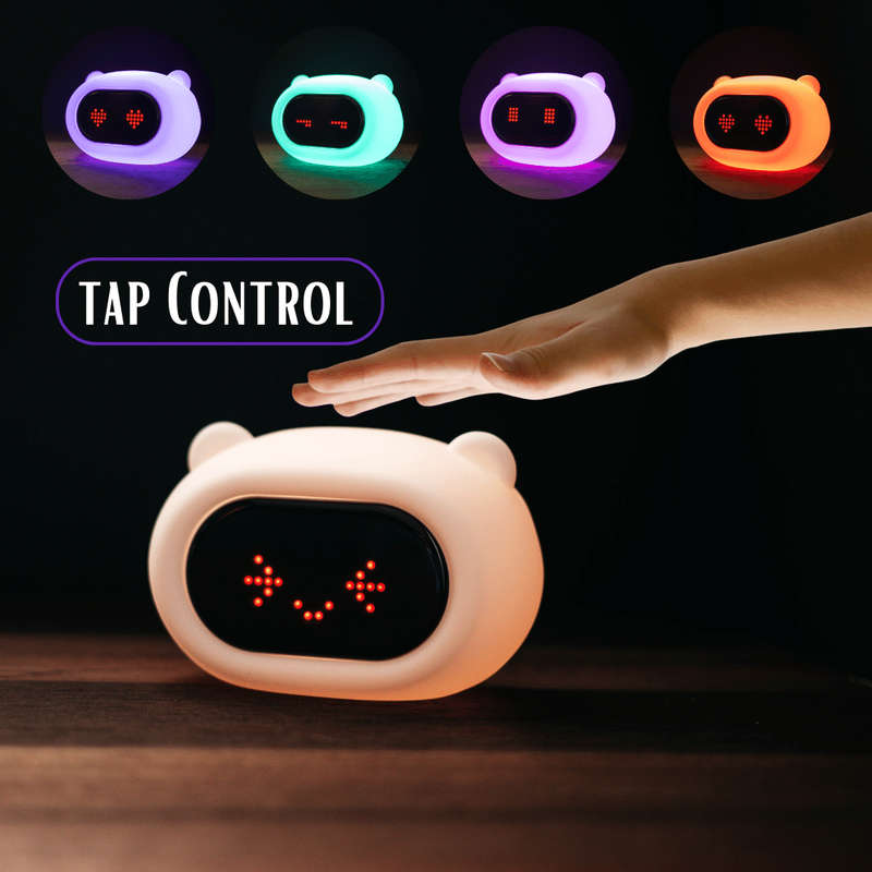 Kids Alarm Clock Night Light (Soft, Silicone & Colour-Changing)