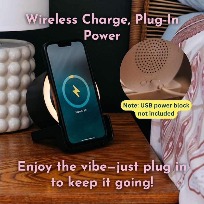 Bluetooth Speaker with Phone Charger & LED Touch Light | Bamboo