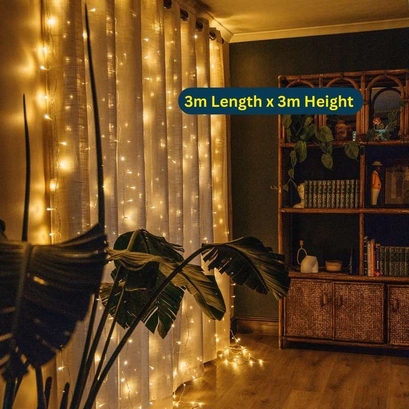 3m x 3m 300 LED Curtain String Fairy Lights