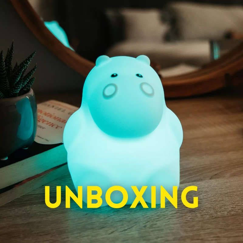Kids Hippo Night Light (Soft, Silicone & Colour-Changing)